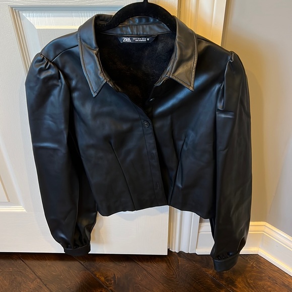 Zara Tops - Zara Faux Leather Black Top